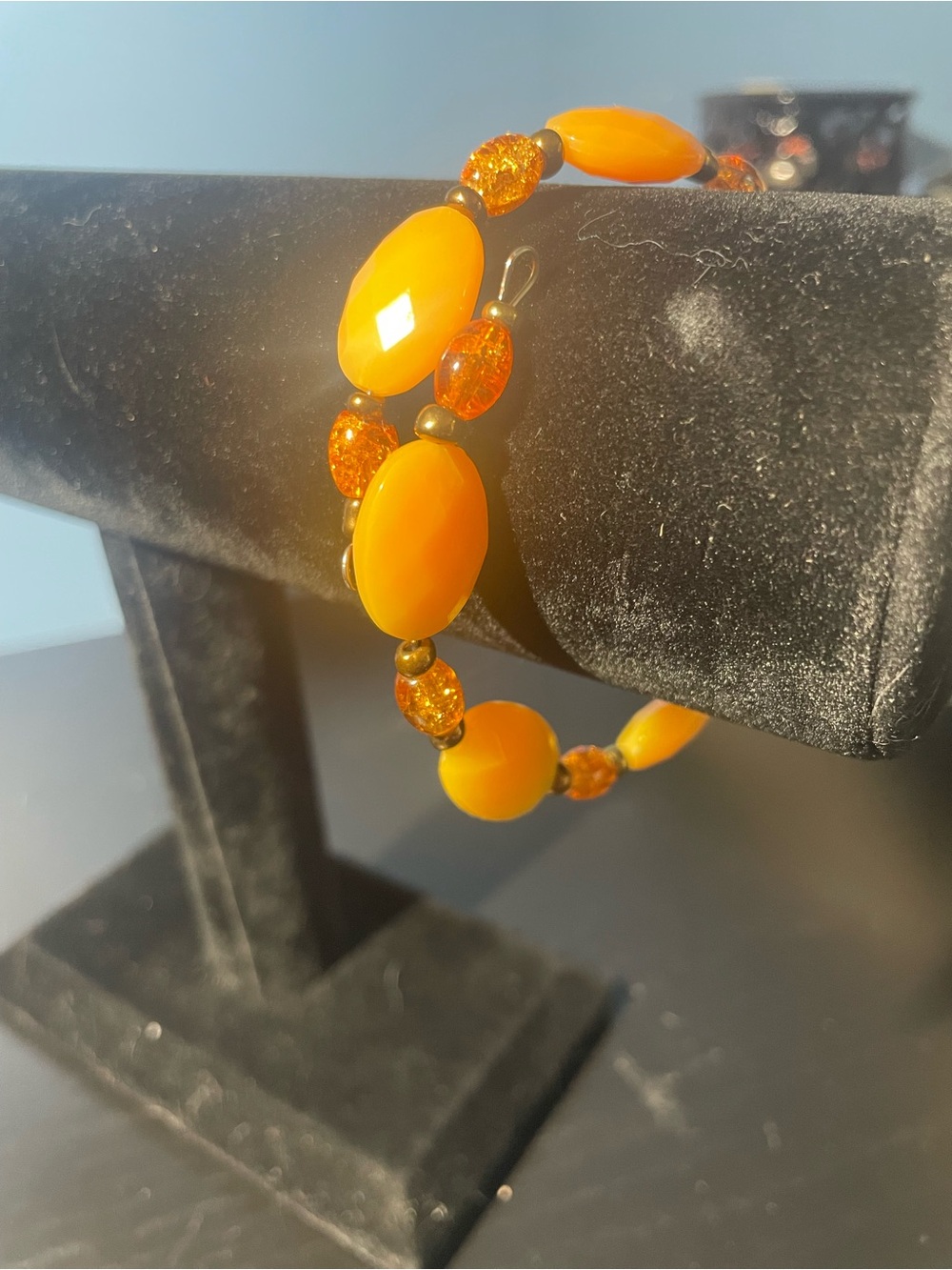 Vintage-Inspired Orange Beaded Bracelet